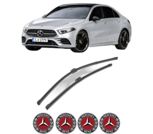 Set stergatoare MERCEDES-BENZ A-CLASS Saloon (V177) din 2018-2022, pentru parbriz auto, 2 bucati, Valeo Silencio, din cauciuc siliconat rezistent, 4 Stickere Auto MERCEDES-BENZ v37080