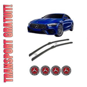 Set stergatoare MERCEDES-BENZ AMG GT (X290) din 2018-2022, pentru parbriz auto, 2 bucati, Bosch Aerotwin, din cauciuc siliconat rezistent, 4 Stickere Auto MERCEDES-BENZ
