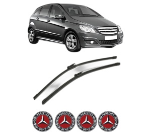 Set stergatoare MERCEDES-BENZ B-CLASS Sports Tourer (W245) din 2005-2011, pentru parbriz auto, 2 bucati, Bosch Aerotwin, din cauciuc siliconat rezistent, 4 Stickere Auto MERCEDES-BENZ v43085
