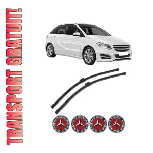 Set stergatoare MERCEDES-BENZ B-CLASS Sports Tourer (W246, W242) din 2011-2018, pentru parbriz auto, 2 bucati, Valeo Silencio Xtrm, din cauciuc siliconat rezistent, 4 Stickere Auto MERCEDES-BENZ
