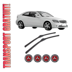 Set stergatoare MERCEDES-BENZ CLC-CLASS (CL203) din 2008-2011, pentru parbriz auto, 2 bucati, Bosch Aerotwin, din cauciuc siliconat rezistent, 4 Stickere Auto MERCEDES-BENZ