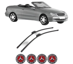 Set stergatoare MERCEDES-BENZ CLK Convertible (A209) din 2002-2010, pentru parbriz auto, 2 bucati, Valeo Silencio Xtrm, din cauciuc siliconat rezistent, 4 Stickere Auto MERCEDES-BENZ v40500