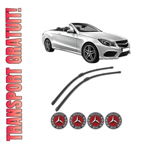 Set stergatoare MERCEDES-BENZ E-CLASS Convertible (A207) din 2010-2016, pentru parbriz auto, 2 bucati, Valeo Silencio Xtrm, din cauciuc siliconat rezistent, 4 Stickere Auto MERCEDES-BENZ