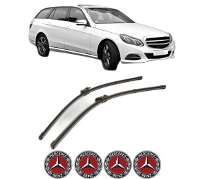 Set stergatoare MERCEDES-BENZ E-CLASS T-Model (S212) din 2009-2016, pentru parbriz auto, 2 bucati, Valeo Silencio Xtrm, din cauciuc siliconat rezistent, 4 Stickere Auto MERCEDES-BENZ v35880