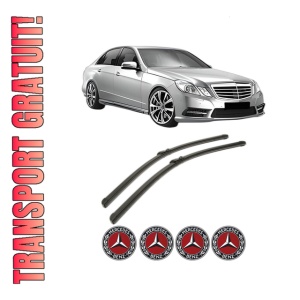 Set stergatoare MERCEDES-BENZ E-CLASS (W212) din 2009-2016, pentru parbriz auto, 2 bucati, Bosch Aerotwin, din cauciuc siliconat rezistent, 4 Stickere Auto MERCEDES-BENZ