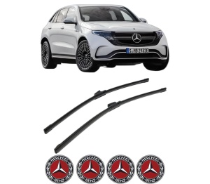 Set stergatoare MERCEDES-BENZ EQC (N293) din 2019-2023, pentru parbriz auto, 2 bucati, Bosch Aerotwin, din cauciuc siliconat rezistent, 4 Stickere Auto MERCEDES-BENZ v50755