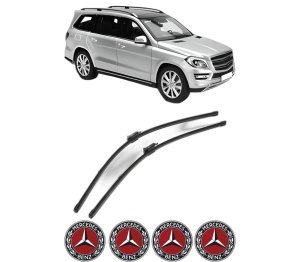 Set stergatoare MERCEDES-BENZ GL-CLASS (X166) din 2012-2015, pentru parbriz auto, 2 bucati, Valeo Silencio Xtrm, din cauciuc siliconat rezistent, 4 Stickere Auto MERCEDES-BENZ v36000