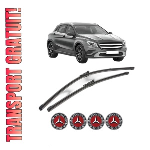 Set stergatoare MERCEDES-BENZ GLA-CLASS (X156) din 2013-2019, pentru parbriz auto, 2 bucati, Valeo Silencio Xtrm, din cauciuc siliconat rezistent, 4 Stickere Auto MERCEDES-BENZ