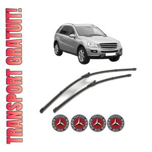 Set stergatoare MERCEDES-BENZ M-CLASS (W164) din 2005-2011, pentru parbriz auto, 2 bucati, Valeo Silencio Xtrm, din cauciuc siliconat rezistent, 4 Stickere Auto MERCEDES-BENZ