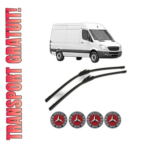 Set stergatoare MERCEDES-BENZ SPRINTER 3,5-t Van (B906) din 2006-2018, pentru parbriz auto, 2 bucati, Bosch Aerotwin, din cauciuc siliconat rezistent, 4 Stickere Auto MERCEDES-BENZ