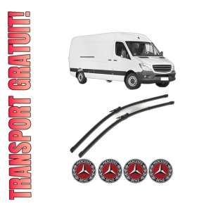Set stergatoare MERCEDES-BENZ SPRINTER 3-t Van (B906) din 2006-2018, pentru parbriz auto, 2 bucati, Valeo Silencio Xtrm, din cauciuc siliconat rezistent, 4 Stickere Auto MERCEDES-BENZ