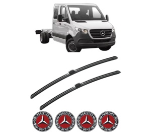 Set stergatoare MERCEDES-BENZ SPRINTER 4-t Platform/Chassis (B907, B910) din 2018-2024, pentru parbriz auto, 2 bucati, Bosch Aerotwin, din cauciuc siliconat rezistent, 4 Stickere Auto MERCEDES-BENZ v49305