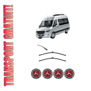 Set stergatoare MERCEDES-BENZ SPRINTER 4-t Tourer Bus (B907) din 2018-2022, pentru parbriz auto, 2 bucati, Valeo Silencio, din cauciuc siliconat rezistent, 4 Stickere Auto MERCEDES-BENZ