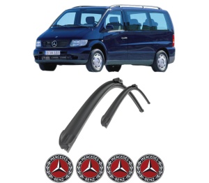 Set stergatoare MERCEDES-BENZ V-CLASS Van (638/2) din 1996-1999, pentru parbriz auto, 2 bucati, Bosch Aerotwin Retro Truck, din cauciuc siliconat rezistent, 4 Stickere Auto MERCEDES-BENZ v53595