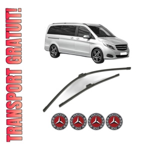 Set stergatoare MERCEDES-BENZ VITO Mixto (Double Cabin) (W447) din 2014-2021, pentru parbriz auto, 2 bucati, Bosch Aerotwin, din cauciuc siliconat rezistent, 4 Stickere Auto MERCEDES-BENZ