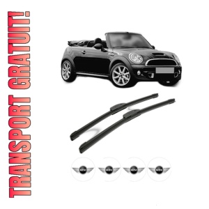 Set stergatoare MINI MINI Convertible (R52) din 2004, pentru parbriz auto, 2 bucati, Bosch Aerotwin Retrofit, din cauciuc siliconat rezistent, 4 Stickere Auto MINI