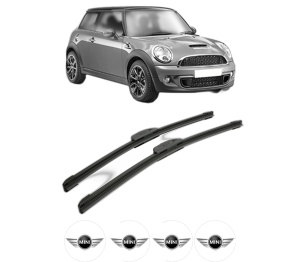 Set stergatoare MINI MINI (R56) din 2006-2013, pentru parbriz auto, 2 bucati, Bosch Aerotwin Retrofit, din cauciuc siliconat rezistent, 4 Stickere Auto MINI v41945