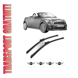 Set stergatoare MINI MINI Roadster (R59) din 2011-2015, pentru parbriz auto, 2 bucati, Bosch Aerotwin, din cauciuc siliconat rezistent, 4 Stickere Auto MINI