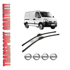 Set stergatoare NISSAN INTERSTAR Van (X70) din 2002-2006, pentru parbriz auto, 2 bucati, Bosch Aerotwin Retro Truck, din cauciuc siliconat rezistent, 4 Stickere Auto NISSAN
