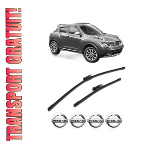 Set stergatoare NISSAN JUKE (F15) din 2010-2019, pentru parbriz auto, 2 bucati, Bosch Aerotwin, din cauciuc siliconat rezistent, 4 Stickere Auto NISSAN