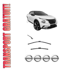 Set stergatoare NISSAN JUKE (F16_) din 2019, pentru parbriz auto, 2 bucati, Valeo Silencio, din cauciuc siliconat rezistent, 4 Stickere Auto NISSAN