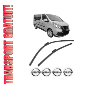 Set stergatoare NISSAN NV300 Kombi (X82) din 2016-2021, pentru parbriz auto, 2 bucati, Valeo Silencio Xtrm, din cauciuc siliconat rezistent, 4 Stickere Auto NISSAN
