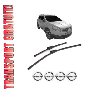 Set stergatoare NISSAN QASHQAI I VAN (J10) din 2013, pentru parbriz auto, 2 bucati, Bosch Aerotwin, din cauciuc siliconat rezistent, 4 Stickere Auto NISSAN