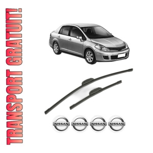 Set stergatoare NISSAN TIIDA Saloon (SC11) din 2007, pentru parbriz auto, 2 bucati, Bosch Aerotwin Retrofit, din cauciuc siliconat rezistent, 4 Stickere Auto NISSAN