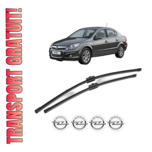 Set stergatoare OPEL ASTRA H CLASSIC Saloon (A04) din 2009-2014, pentru parbriz auto, 2 bucati, Valeo Silencio Xtrm, din cauciuc siliconat rezistent, 4 Stickere Auto OPEL