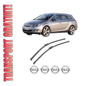 Set stergatoare OPEL ASTRA J Sports Tourer (P10) din 2010-2015, pentru parbriz auto, 2 bucati, Bosch Aerotwin, din cauciuc siliconat rezistent, 4 Stickere Auto OPEL