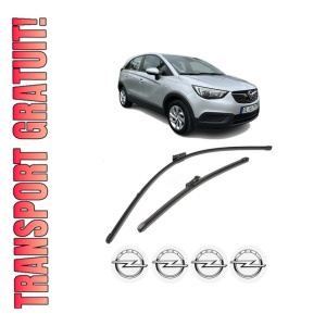 Set stergatoare OPEL CROSSLAND X / CROSSLAND (P17, P2QO) din 2017-2020, pentru parbriz auto, 2 bucati, Valeo Silencio Xtrm, din cauciuc siliconat rezistent, 4 Stickere Auto OPEL