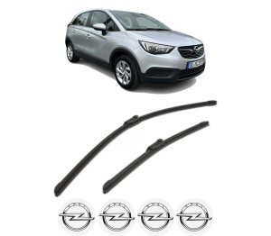 Set stergatoare OPEL CROSSLAND X / CROSSLAND (P17, P2QO) din 2017-2020, pentru parbriz auto, 2 bucati, Bosch Aerotwin, din cauciuc siliconat rezistent, 4 Stickere Auto OPEL v51955