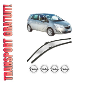 Set stergatoare OPEL MERIVA B MPV (S10) din 2010-2017, pentru parbriz auto, 2 bucati, Bosch Aerotwin, din cauciuc siliconat rezistent, 4 Stickere Auto OPEL
