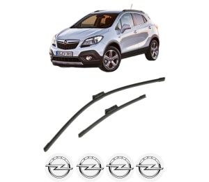 Set stergatoare OPEL MOKKA / MOKKA X (J13) din 2012-2019, pentru parbriz auto, 2 bucati, Bosch Aerotwin, din cauciuc siliconat rezistent, 4 Stickere Auto OPEL v53355