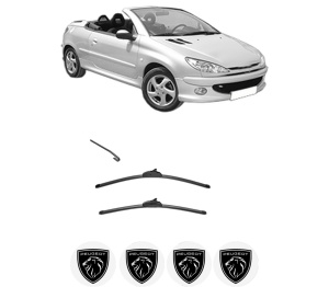 Set stergatoare PEUGEOT 206 CC (2D) din 2000-2007, pentru parbriz auto, 2 bucati, Valeo Silencio, din cauciuc siliconat rezistent, 4 Stickere Auto PEUGEOT v34200