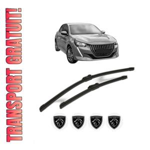 Set stergatoare PEUGEOT 208 II (UB_, UP_, UW_, UJ_) din 2019-2023, pentru parbriz auto, 2 bucati, Bosch Aerotwin, din cauciuc siliconat rezistent, 4 Stickere Auto PEUGEOT