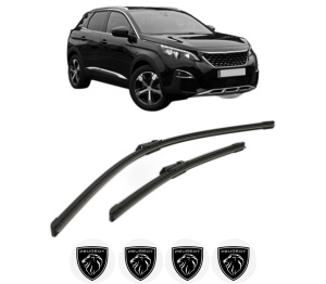 Set stergatoare PEUGEOT 3008 II SUV (MC_, MR_, MJ_, M4_) din 2016-2023, pentru parbriz auto, 2 bucati, Bosch Aerotwin, din cauciuc siliconat rezistent, 4 Stickere Auto PEUGEOT v53955