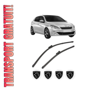 Set stergatoare PEUGEOT 308 Hatchback Van (LB_) din 2015-2021, pentru parbriz auto, 2 bucati, Valeo Silencio Xtrm, din cauciuc siliconat rezistent, 4 Stickere Auto PEUGEOT