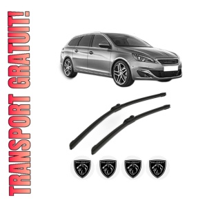 Set stergatoare PEUGEOT 308 SW II (LC_, LJ_, LR_, LX_, L4_) din 2014-2021, pentru parbriz auto, 2 bucati, Bosch Aerotwin, din cauciuc siliconat rezistent, 4 Stickere Auto PEUGEOT