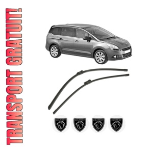 Set stergatoare PEUGEOT 5008 (0U_, 0E_) din 2009-2017, pentru parbriz auto, 2 bucati, Bosch Aerotwin, din cauciuc siliconat rezistent, 4 Stickere Auto PEUGEOT
