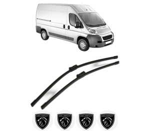 Set stergatoare PEUGEOT BOXER Van din 2006-2023, pentru parbriz auto, 2 bucati, Bosch Aerotwin, din cauciuc siliconat rezistent, 4 Stickere Auto PEUGEOT v55635