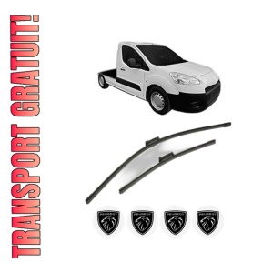 Set stergatoare PEUGEOT PARTNER Platform/Chassis din 2009-2015, pentru parbriz auto, 2 bucati, Bosch Aerotwin, din cauciuc siliconat rezistent, 4 Stickere Auto PEUGEOT