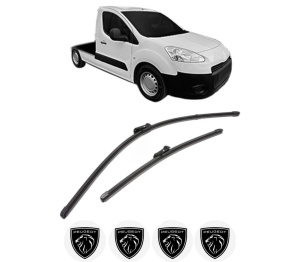 Set stergatoare PEUGEOT PARTNER Platform/Chassis din 2009-2015, pentru parbriz auto, 2 bucati, Valeo Silencio Xtrm, din cauciuc siliconat rezistent, 4 Stickere Auto PEUGEOT v37800