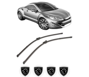Set stergatoare PEUGEOT RCZ din 2010-2015, pentru parbriz auto, 2 bucati, Valeo Silencio Xtrm, din cauciuc siliconat rezistent, 4 Stickere Auto PEUGEOT v37740