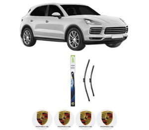 Set stergatoare PORSCHE CAYENNE (9YA) din 2017-2021, pentru parbriz auto, 2 bucati, Valeo Silencio, din cauciuc siliconat rezistent, 4 Stickere Auto PORSCHE v34680