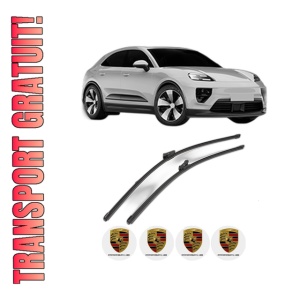 Set stergatoare PORSCHE MACAN (XAB) din 2024, pentru parbriz auto, 2 bucati, Valeo Silencio Xtrm, din cauciuc siliconat rezistent, 4 Stickere Auto PORSCHE