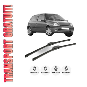 Set stergatoare RENAULT CLIO II (BB_, CB_) din 1998-2016, pentru parbriz auto, 2 bucati, Bosch Aerotwin Retrofit, din cauciuc siliconat rezistent, 4 Stickere Auto RENAULT