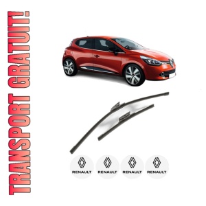Set stergatoare RENAULT CLIO IV Grandtour (KH_) din 2012-2021, pentru parbriz auto, 2 bucati, Bosch Aerotwin, din cauciuc siliconat rezistent, 4 Stickere Auto RENAULT