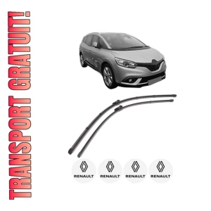 Set stergatoare RENAULT GRAND SCENIC IV (R9_) din 2016-2023, pentru parbriz auto, 2 bucati, Valeo Silencio Xtrm, din cauciuc siliconat rezistent, 4 Stickere Auto RENAULT