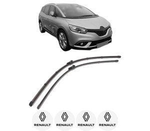 Set stergatoare RENAULT GRAND SCENIC IV (R9_) din 2016-2023, pentru parbriz auto, 2 bucati, Valeo Silencio Xtrm, din cauciuc siliconat rezistent, 4 Stickere Auto RENAULT v37560